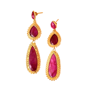 Excellent Craft Work On Natural Red Jade Faceted Gemstone Dangle <b>Earrings</b> with Bright Facets for Women Birthstone Jewelry - Product Image 1