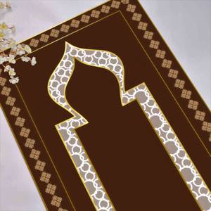 พรมละหมาดสีน้ำตาล: พรมละหมาดอิสลามพิมพ์ลาย 3 มิติ พร้อมพรมขนนุ่ม - Product Image 4