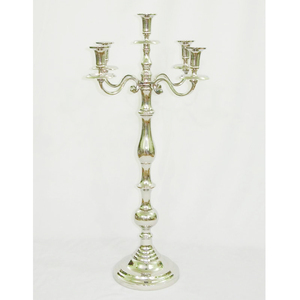 Vantage aluminium nickelé vente chaude de haute qualité fantaisie 5 lumière candélabre pièce maîtresse décoration de mariage candélabre de sol - Product Image 1