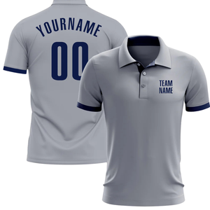 Camiseta Polo Sublimada Personalizada en Gris con Nombre del Equipo y Número de Jugador, Ropa Deportiva Personalizada Cómoda para Equipos y Eventos - Product Image 3