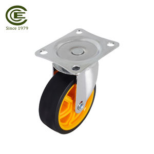 Rueda Giratoria de Acero y TPR de 3 Pulgadas con Placa Superior Giratoria y Rodamiento de Bolas, Capacidad de Carga de 70-100 KG, Naranja, Rueda Industrial para Muebles - Product Image 4