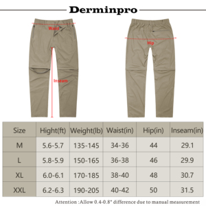 Pantalon convertible pour hommes Pantalon court tactique de randonnée cargo extensible avec taille élastique et poches zippées Pantalon d'extérieur multi-poches - Product Image 6
