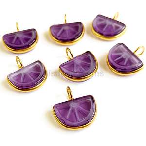 Abalorio de piedras preciosas talladas en forma de melón de amatista Natural, abalorios tallados a mano de piedra suelta de 13x10mm para la fabricación de joyas a precio a granel - Product Image 2