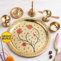 Meilleure vente ensemble Pooja Thali en laiton de qualité supérieure pour la maison Temple Pooja Thali articles décoratifs en laiton Pooja pour cadeau de décoration