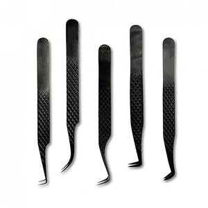 Pinzas de pestañas con logotipo personalizado gratis, pinzas de punta de fibra para extensión de pestañas, 90 grados, venta al por mayor, etiqueta privada de acero inoxidable - Product Image 2