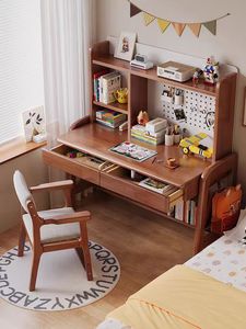 Wooden Study <b>Desk</b> with Bookshelf and Storage Drawers for Children's Bedroom Home Office Furniture Set - Product Image 1