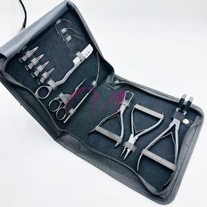 ชุดเครื่องมือสำหรับการต่อผมแบบเคลือบผงสีดำด้านพร้อมโลโก้ที่กำหนดเอง - Product Image 2