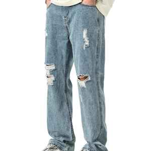 กางเกงยีนส์ลำลองใส่สบายสำหรับผู้ชายกางเกงยีนส์ขาดทรงหลวมเครื่องแต่งกายใส่ในชีวิตประจำวันสวมใส่สบายเหมาะสำหรับการเดินทางในช่วงฤดูร้อน - Product Image 4