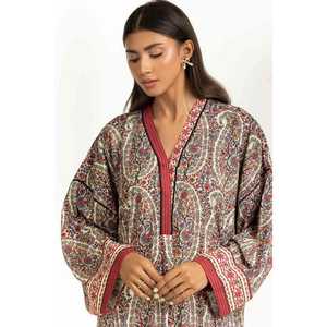 Ensemble coordonné imprimé en viscose style bohème IPST-55074 en tissu crêpe sans col - Product Image 6