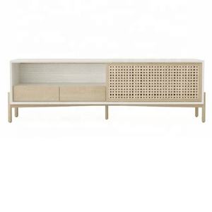 Meuble TV en chêne massif, en relief MDF, en rotin, porte coulissante, usine du VIETNAM - Product Image 1