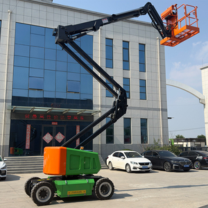 Plataforma elevadora hidráulica articulada de color verde naranja para trabajos de construcción, nueva. - Product Image 2