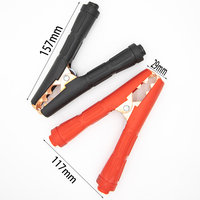 Pince crocodile robuste en fer et cuivre pour chargeur de batterie de voiture, longueur 145 mm, avec poignée isolée en PVC rouge/noir