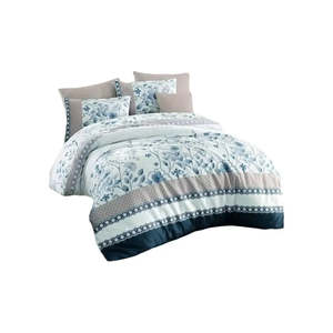 BigBuy Home Ensemble de housse de couette 3 pièces bleu taille King avec motif floral brodé pour usage domestique - Product Image 5