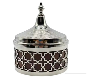 Hotpot contemporáneo de estilo domo de plata hecho a mano por expertos como un contenedor de comida de metal único para comer y servir con estilo - Product Image 3