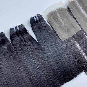 Mèches de cheveux humains lisses bon marché avec fermeture en trame, extensions de cheveux vietnamiens de couleur droite en os doublement étirés - Product Image 6