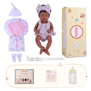 Muñeca <span class=keywords><strong>Reborn</strong></span> <span class=keywords><strong>de</strong></span> <span class=keywords><strong>Silicona</strong></span> Realista <span class=keywords><strong>de</strong></span> 12 Pulgadas, Modelo Lucy <span class=keywords><strong>de</strong></span> Babeside, Bebé Niña Afroamericana Dormida, <span class=keywords><strong>Cuerpo</strong></span> Completo <span class=keywords><strong>de</strong></span> <span class=keywords><strong>Silicona</strong></span> Platino - Product Image 4