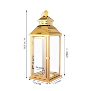 โคมไฟเทียนโลหะสีทองสวยสง่าสำหรับตกแต่งบ้านและงานแต่งงานงานคริสต์มาสทำด้วยมือพร้อมเหล็กตกแต่งบ้าน - Product Image 3