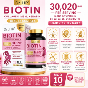 En stock – Capsules de complexe beauté à haute puissance de biotine 30020mcg avec collagène, MSM, kératine, <span class=keywords><strong>B1</strong></span>, B2, B3, <span class=keywords><strong>B6</strong></span>, B12 pour soutenir la santé des cheveux et de la peau - Product Image 5