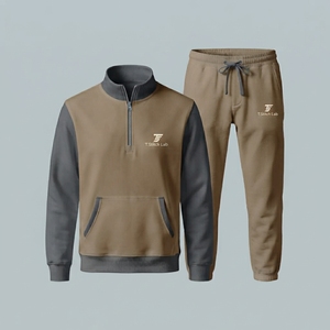 Conjunto Deportivo de Invierno para Hombre, Color Sólido, con Cierre de Cremallera de un Cuarto, Precio Razonable, Logotipo Personalizado, Corte Regular, Mangas Largas, Transpirable - Product Image 4
