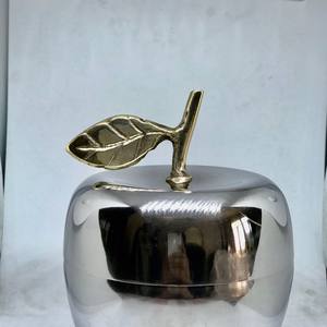 Nickel Plated Metal High Quality <b>Apple</b> Shaped Candle Jar High Quality with Leaf Handle Candle Vessel <b>Apple</b> - Product Image 2