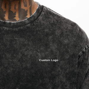 T-shirt à manches courtes en rouleau et à l'acide-gris, prix de gros, sur mesure, de haute qualité - Product Image 2
