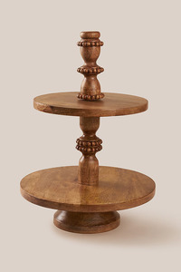 Base para Pastel de Madera Maciza de Dos Niveles con Encanto Rústico, Perfecta para Decorar, Exhibir y Servir Pasteles - Product Image 5