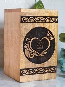 Handcrafted Wooden Urn <b>Box</b> <b>Guitar</b> & Floral Design Funeral Adults Memorial Keepsake Urn <b>Box</b> for Human Ashes Home Decor Item - Product Image 3
