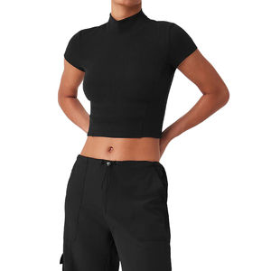 Offre Spéciale impression personnalisée plaine été femme coton t-shirt recadrée dames culture t-shirt hauts Hip Hop femmes Fit haut court t-shirts - Product Image 4