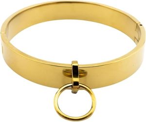 Collar de Bondage Dorado y Elegante con Anillo en O Ajustable, Acero Inoxidable 304, Tamaño y Color Personalizables - Product Image 4