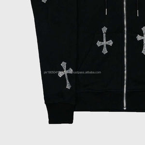 Sudaderas con capucha de alta calidad impresas bordadas de invierno hechas en Pakistán MOQ bajo diamantes de imitación para la venta - Product Image 4