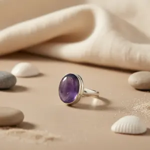 Oval Amethyst <b>Fine</b> <b>Stud</b> <b>Earrings</b> for Women 925 Silver Gemstone Jewelry Ring - Product Image 1
