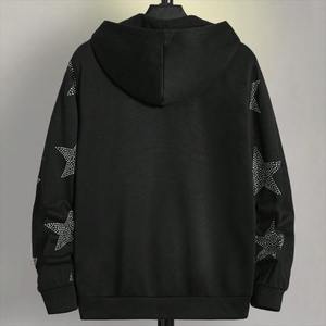Fabricant Sweats à capuche zippés en polaire lourde 400gsm avec étoiles en diamant pour hommes Sweats à capuche surdimensionnés avec strass étincelants pour hommes - Product Image 2
