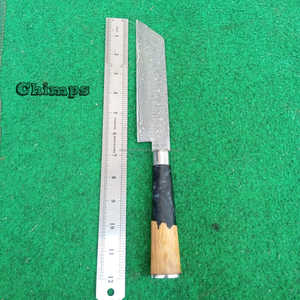Couteaux de cuisine Damas, manche en résine et bois d'olivier, acier inoxydable, couteau de chef Nakiri professionnel de haute qualité, écologique, personnalisé - Product Image 6