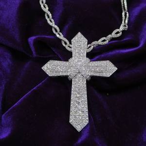 Trending White Gold Plated VVS Clarity Diamond Sterling Silver Custom Cross Charm Pendant HipHop Style Party Jewelry - Product Image 3