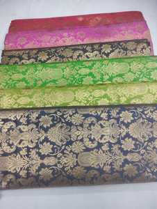 Telas de seda de brocado hechas a medida en una amplia variedad de patrones adecuados para diseñadores de vestidos y tiendas de ropa en tono Pastel - Product Image 5