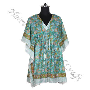 Caftan indien imprimé en coton fait à la main Kaftan KFCS095 Abaya Kaftan Caftan arabe Jalabiya Dubai Fashion Hand Block Print - Product Image 3