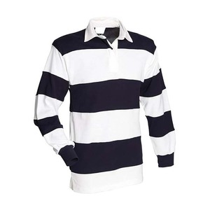 Camiseta de Rugby Personalizada, Transpirable, Estampada, Talla Grande, 100% Poliéster, Secado Rápido y Antibacteriana, Diseño de Rayas Blancas y Negras - Product Image 6