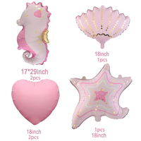 Ensemble de ballons en aluminium sous-marins : Hippocampe, Coquille de tortue, Étoile de mer, Ballons en forme de cœur, Décorations pour fête d'anniversaire sirène et baby shower