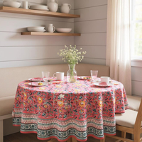 Nappe de table en coton imprimé à la main de luxe indienne, motif floral, écologique, imperméable, prix d'usine