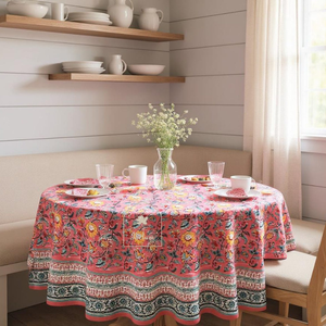 Indian Handmade Luxury Block Print Cotton Floral Dinner <b>Tablecloth</b> Eco-Friendly Waterproof Factory Price - Product Image 1