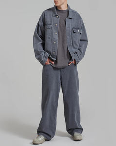 Fashion <b>Men's</b> Denim <b>Jacket</b> Full Sleeve High Street Casual Modern Loose Fit Classic Front Logo 100% Cotton Fleece <b>Lined</b> - Product Image 6