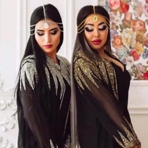 Hermoso trabajo hecho a mano apliques de lentejuelas Kaftan Abaya modesto frente abierto Kimono estilo mujeres hasta el suelo tren de barrido Georgette - Product Image 1