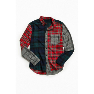 Nouvelle arrivée chemise en flanelle patchwork chemises en flanelle à carreaux boutonnées pour hommes - Product Image 4