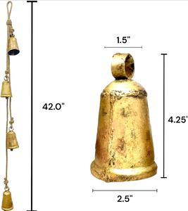 Juego de campanas de vaca de Metal de latón AK de 4 campanas individuales con acabado rústico con campanas colgantes de cuerda para decoración colgante de pared de Navidad - Product Image 2