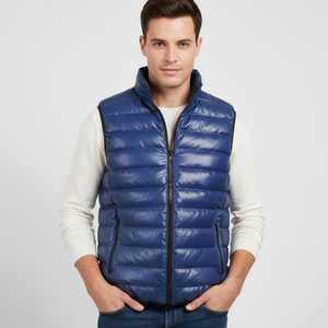 Gilet d'hiver imperméable décontracté pour homme, veste sans manches chaude à fermeture éclair, gilet en tissu personnalisé, gilet d'hiver - Product Image 3
