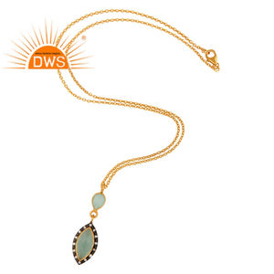 Collar de cadena con colgante en forma de marquesa de plata de ley chapada en oro de 18K para proveedor de joyería de fiesta colección clásica - Product Image 4