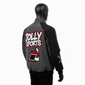 แจ็คเก็ตกันลมสีเทาโพลีเอสเตอร์พรีเมียมพร้อมแผงไหล่สีดำและกำหนดโลโก้ได้เอง - Product Image 5