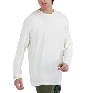 Mejor valor Cuello redondo Camiseta de manga larga Patrón sólido Algodón/Fibra de bambú Impresión digital con logotipo personalizado - Product Image 2