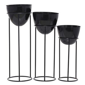 Juego de macetas de Interior de tendencia de 3 piezas macetas al por mayor con revestimiento negro y macetas con soporte en 3 tamaños diferentes - Product Image 1