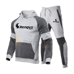 Conjunto de chándal informal de otoño e invierno de talla grande para hombre, pantalones con capucha, ropa deportiva de algodón/poliéster, chándal de gimnasio - Product Image 3